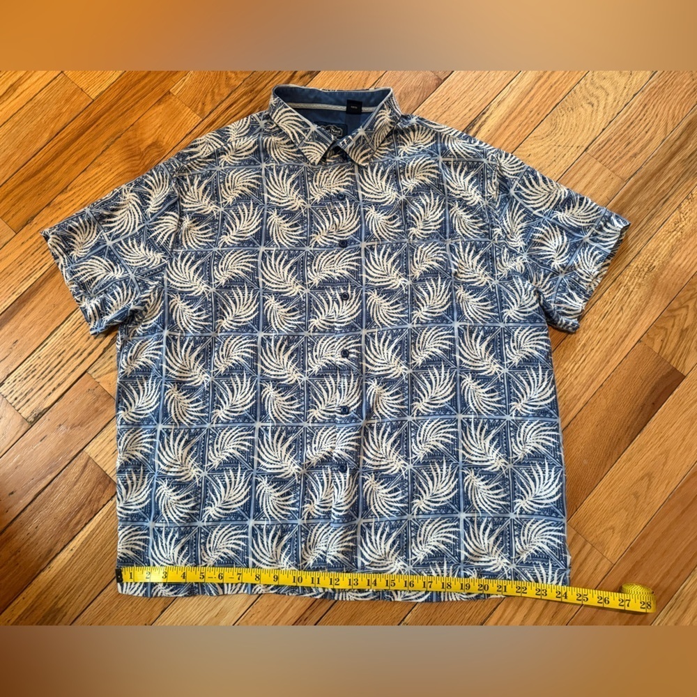Nat Nast Luxury Originals Silk/Cotton Blend Palm Leaf Blue Hawaii Shirt Mens XXL - Picture 12 of 12